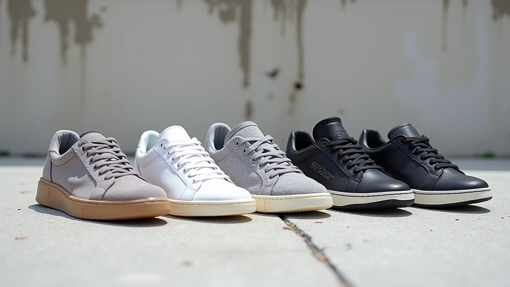 Farklı sneaker modelleri yan yana gösterilmiş, low-top high-top chunky minimalist türleri görülüyor